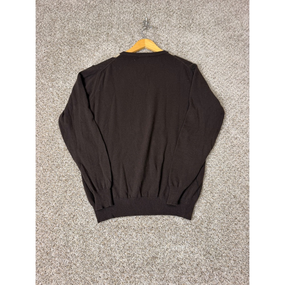 Burberry London Mens Argyle V-Neck Sweater Brown Red Tan Made in Italy Small - Picture 5 of 7